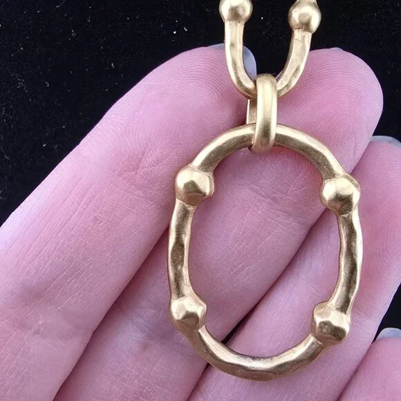 Ralph Lauren Gold-Tone Linked Oval Dangle Earrings With Textured Design - Picture 4 of 8